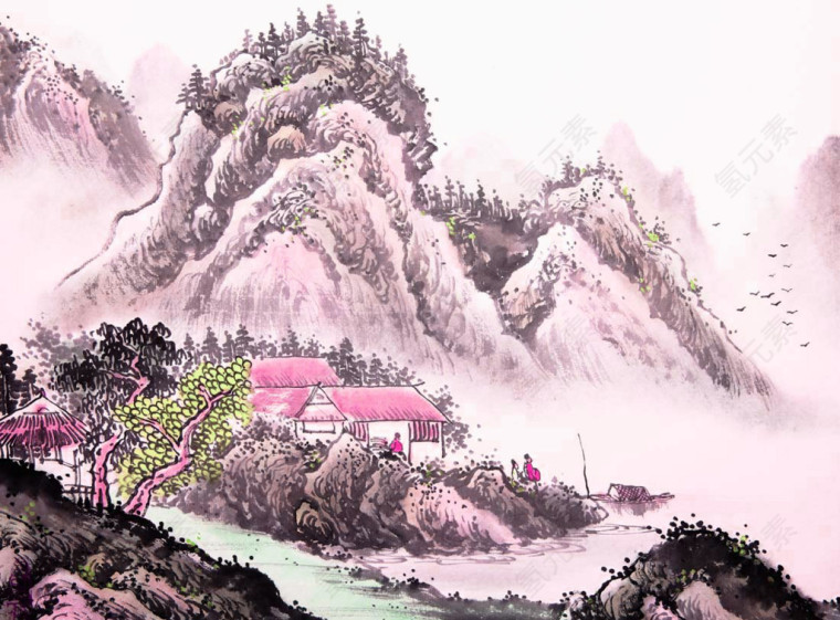 唯美山水画绘画