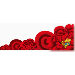 红色祥云牡丹装饰矢量