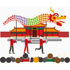 节日舞龙卡通人物