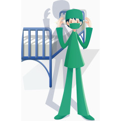 矢量手绘手术室医生