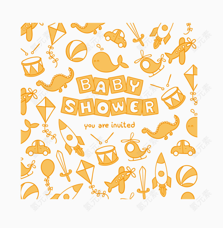 矢量黄色儿童洗澡背景