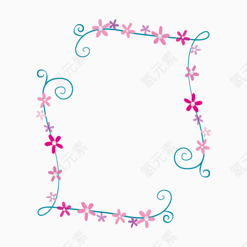 卡通精美春天花边框