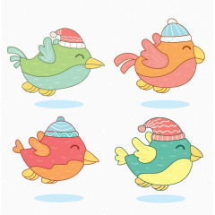 飞翔中的可爱冬季小鸟