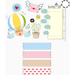 矢量热气球与盆栽