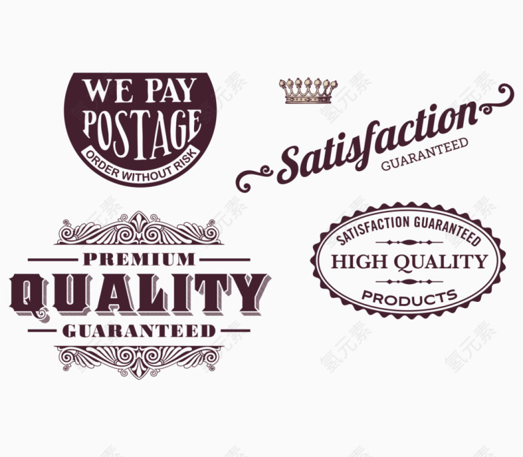 红酒复古标贴矢量