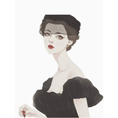 穿黑色礼服的优雅女人