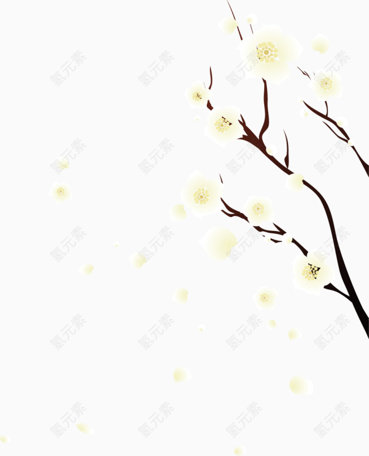 矢量手绘花枝