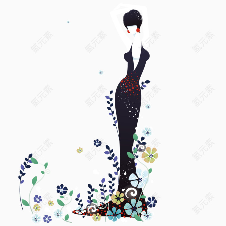 花丛中的美女