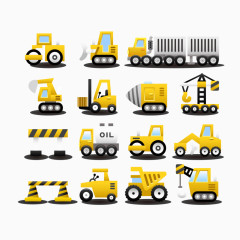 黄色矢量图卡通工程车