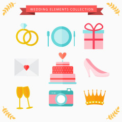 清新婚礼元素图标矢量素材