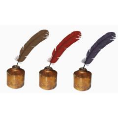 卡通手绘复古羽毛笔