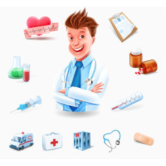 12款拟物化医疗主题矢量图标