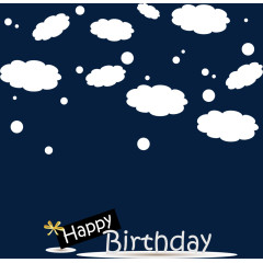 生日快乐英文云朵装饰背景矢量图