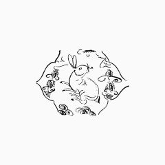 经典玉兔民族传统装饰图案纹路画素材