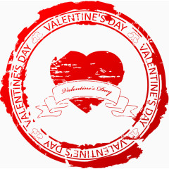 矢量红色邮戳情人节快乐图案