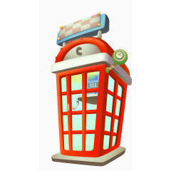 卡通可爱矢量电话亭红色素材