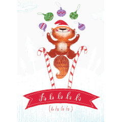 手绘小松鼠圣诞贺卡