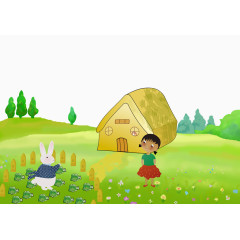 小女孩和小兔子