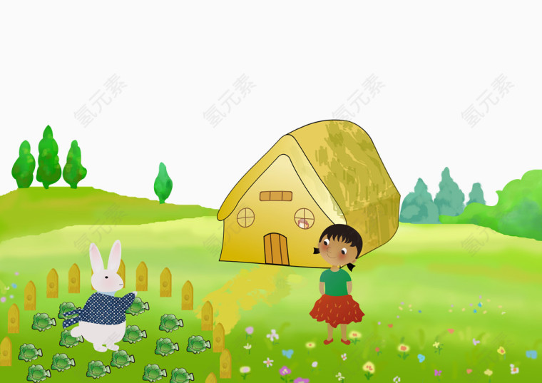 小女孩和小兔子