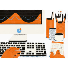 创意商务手绘电脑