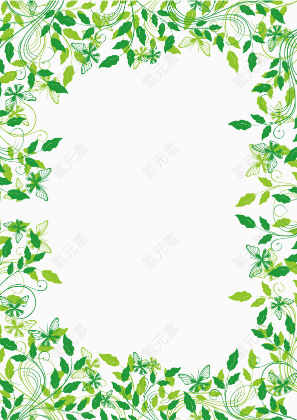 绿色植物藤条边框矢量素材