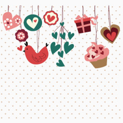 节日装饰图案 背景元素 卡通图案 心形 礼物 小清新