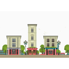 卡通街边商铺矢量素材