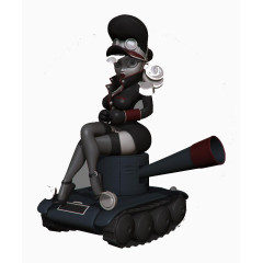 黑色3d军人美女