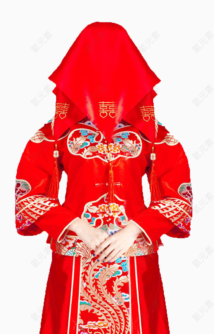 免抠透明红色盖头