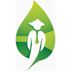 抽象人形绿叶素材图