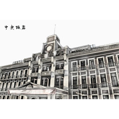 手绘民国建筑素材免费免抠下载