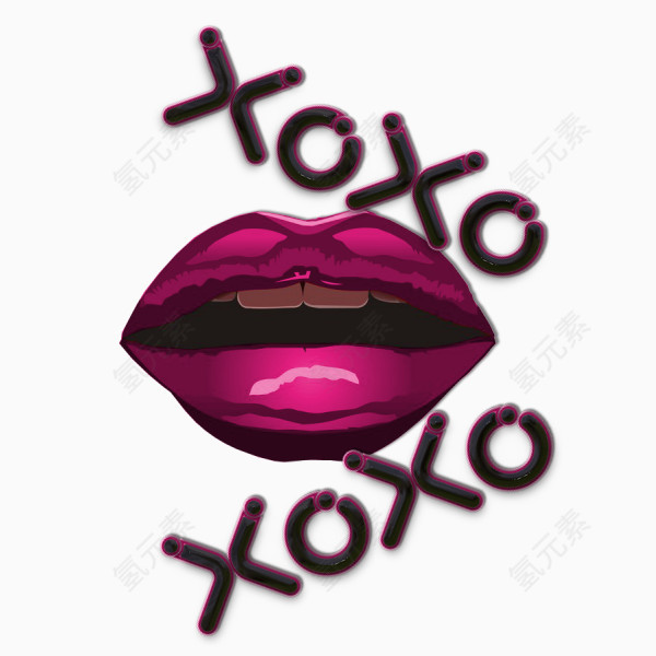 卡通手绘紫色嘴唇