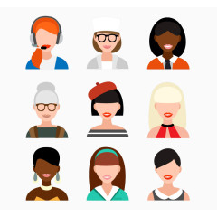 9款女性头像设计矢量素材