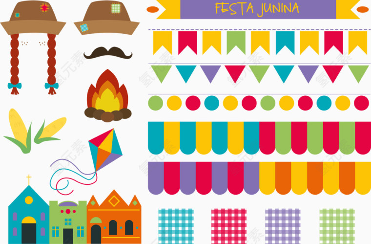 矢量图彩旗庆祝