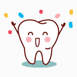 卡通牙齿撒花庆祝图