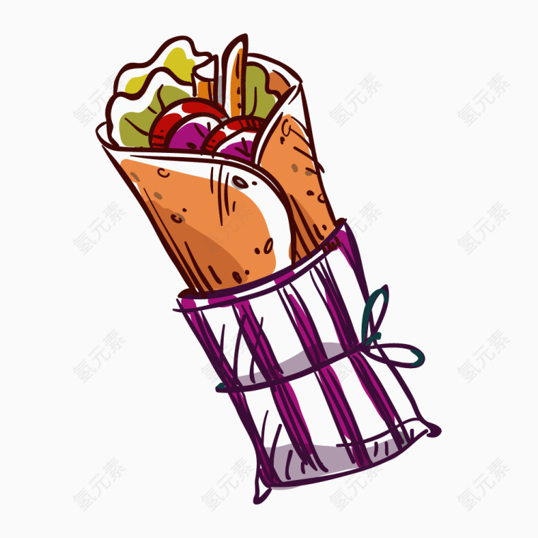 彩色手绘蔬菜卷饼