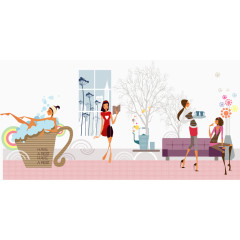 矢量洗澡的美女