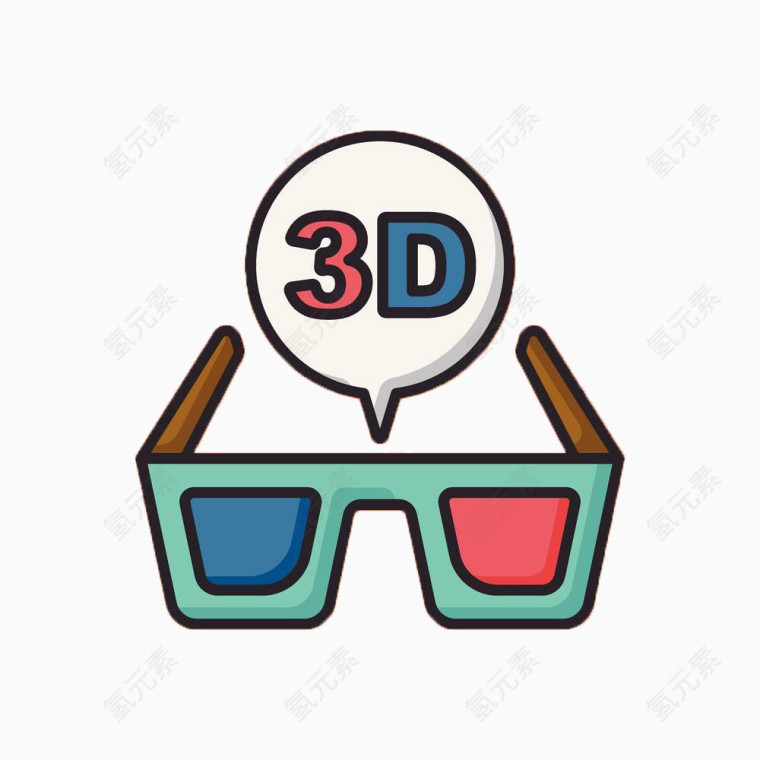 手绘彩色3D眼镜