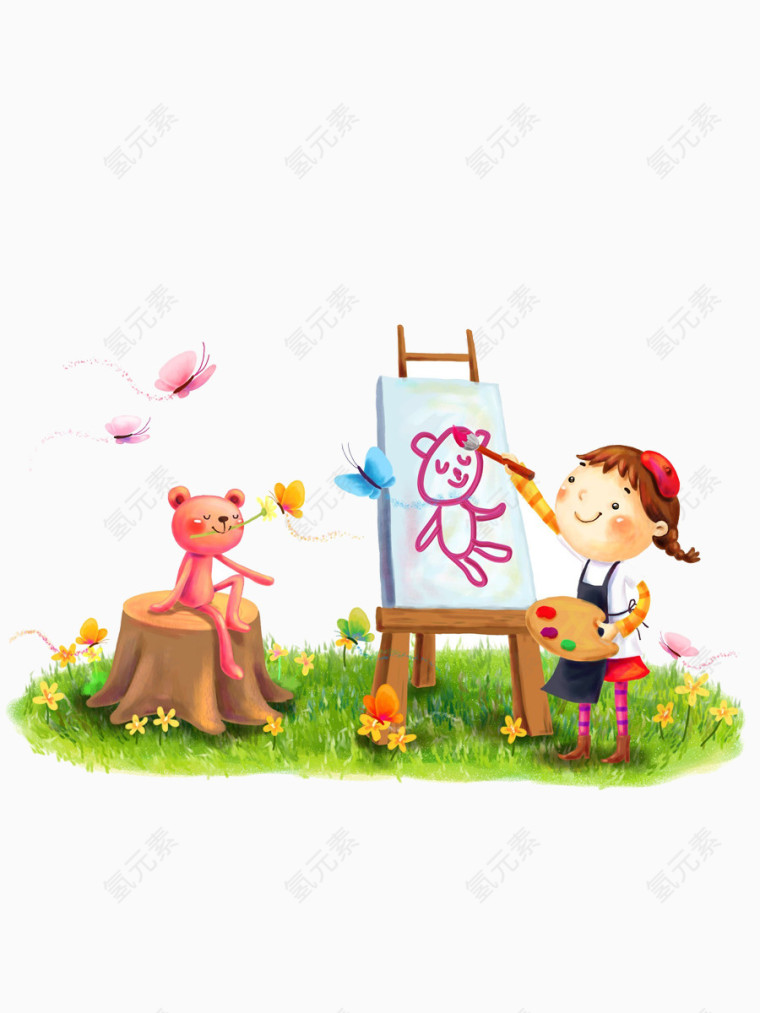 绘画的卡通人物