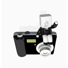 坐在照相机的小人