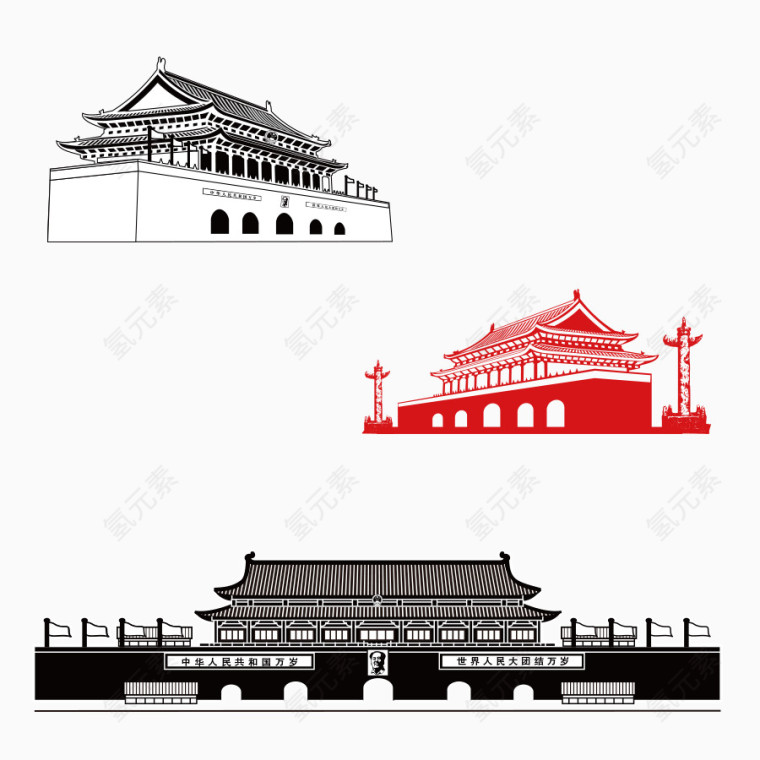 天安门手绘图案