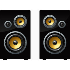 手绘黑色高质量低音咆音响矢量图