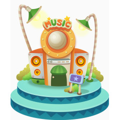 卡通音乐音响设备矢量手绘素材