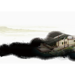 中国风水墨房屋