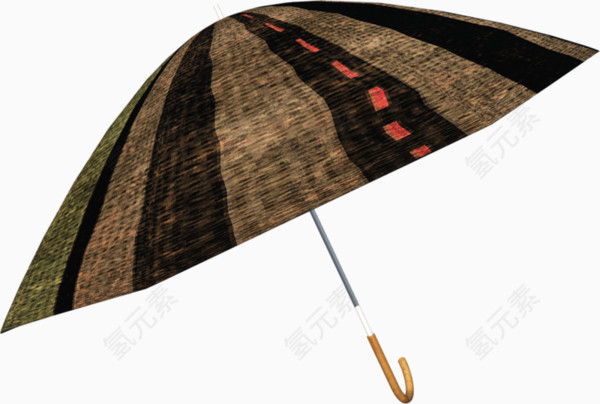 卡通棕黑色雨伞
