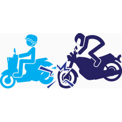 摩托车事故警示标识矢量图