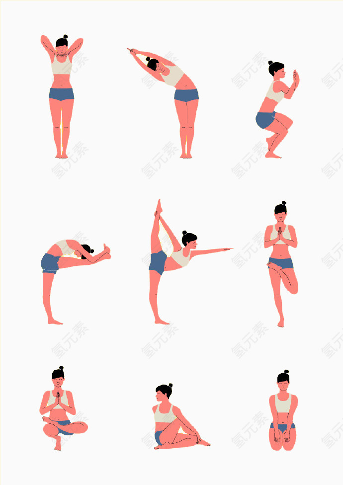 卡通瑜伽动作