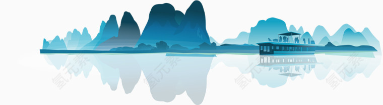 湖光山色矢量素材