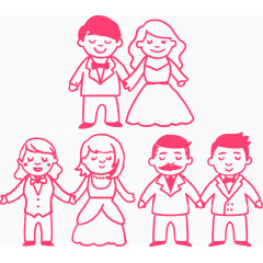 矢量简笔画新郎新娘