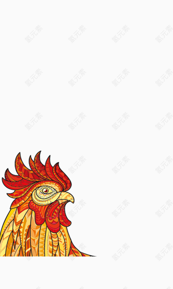 艺术红冠公鸡